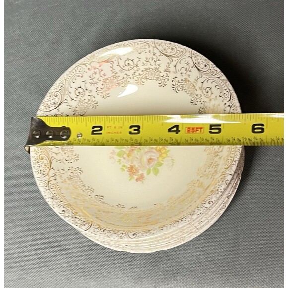 Dinner Plates 10" Royal China Rose Glory 24 Kt Gold-Set 12-Vintage 1950s - Picture 16 of 16